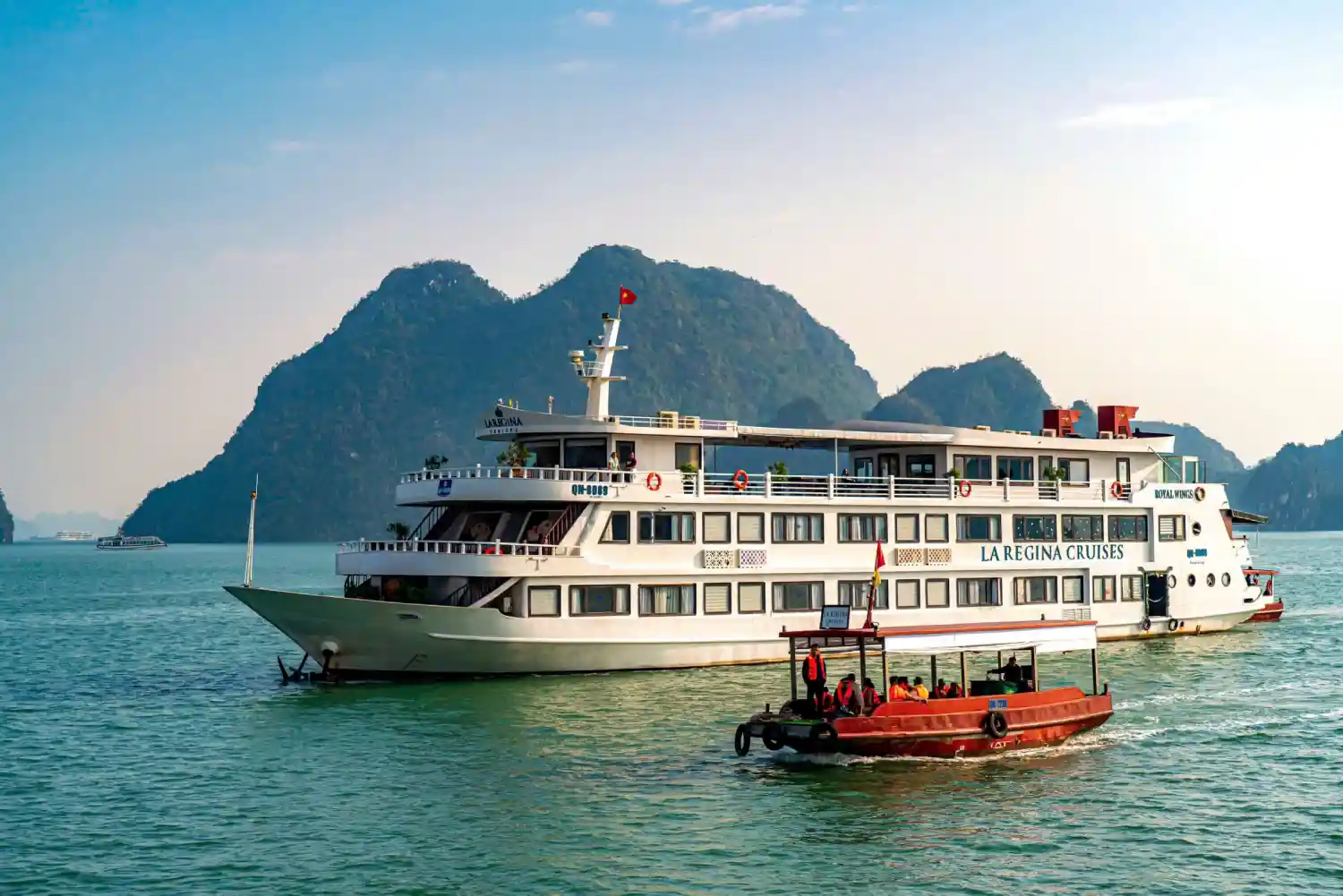 White sand beach cove accessible only by boat in Lan Ha Bay